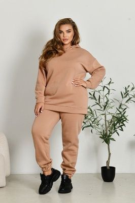 Женский теплый прогулочный костюм двойка цвет бежевый 465359 465359 фото